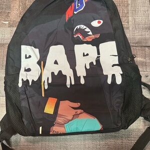 Bape Black Backpack with Bold Graphic Design